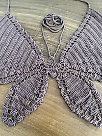 Kelebek Crop El Yapımı Mısır Pamuğu Kahve Tonları