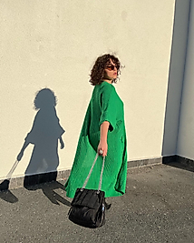 Dirsek Kol Yeşil Triko Uzun Hırka