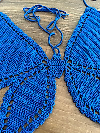 Kelebek Crop El Yapımı Mısır Pamuğu Saks Mavisi