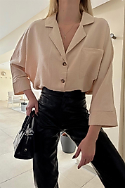 Cupra Aerobin Kumaş Ütüsüz Gömlek Bej