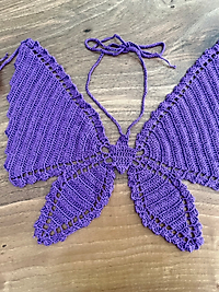 Kelebek Crop El Yapımı Mısır Pamuğu Mor